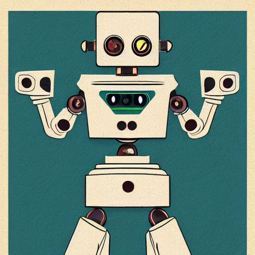 Image similar to killer robot, flat illustration