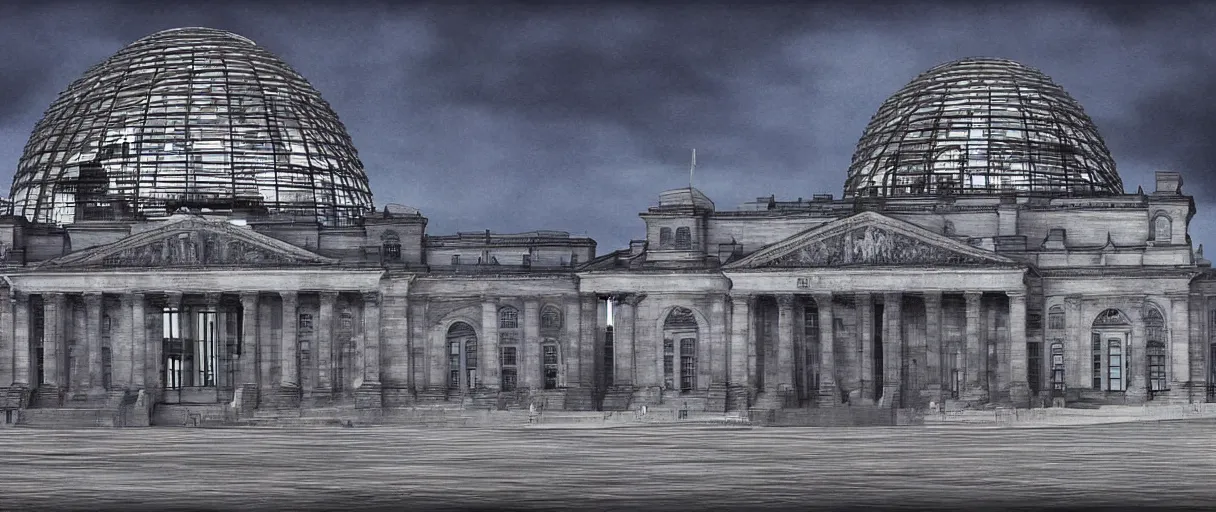 Image similar to dystopian reichstag Germany, futuristic digital painting