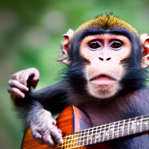 Image similar to a monkey playing guitar