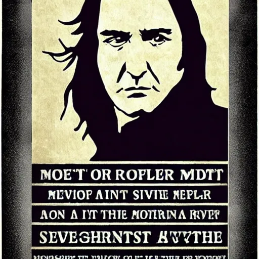 Prompt: A poster of Severus Snape wanted by the ministry ofof magic