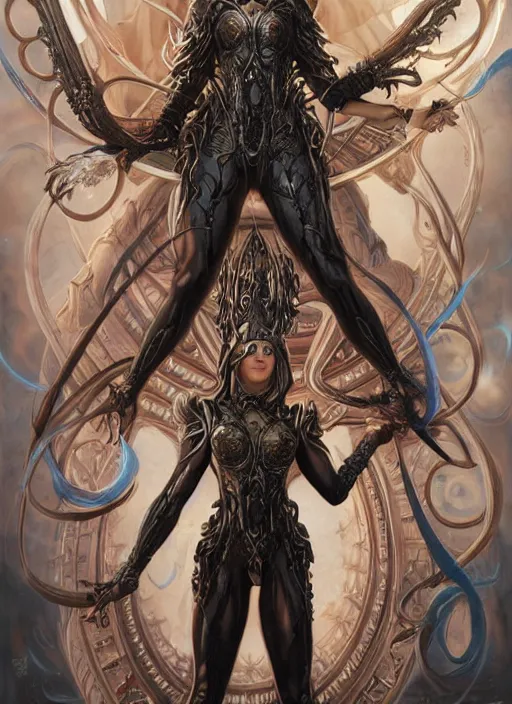 Image similar to a highly detailed symmetrical full body portrait of a female fantasy character with piercing beautiful eyes, art by artgerm and karol bak and mark brooks and donato giancola and bayard wu and gustav moreau and wayne barlowe