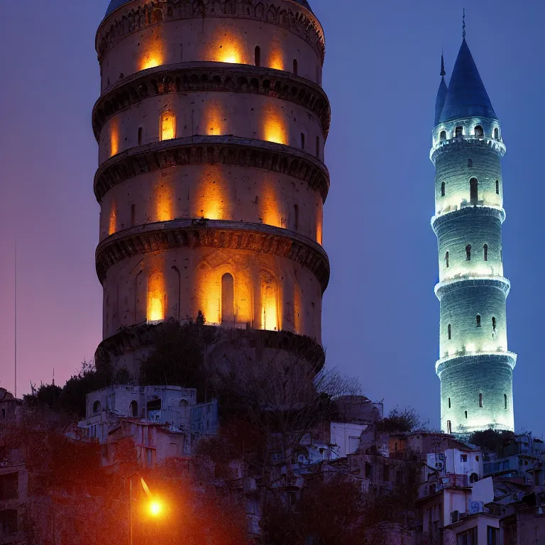 Image similar to the galata tower, by jordan grimmer and greg rutkowski, dramatic lighting, ultra hd, hdr, 8 k