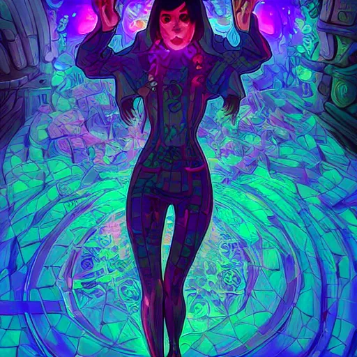 Image similar to skill magic geek inside matrix deepdream radiating a glowing aura stuff loot legends stylized digital illustration video game icon artstation lois van baarle, ilya kuvshinov, rossdraws,