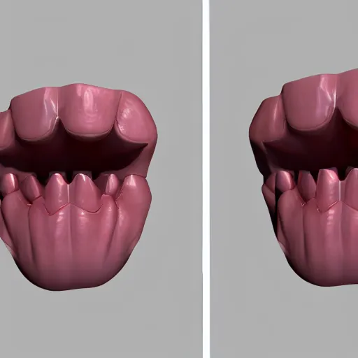 Image similar to poorly rendered 3 d set of teeth