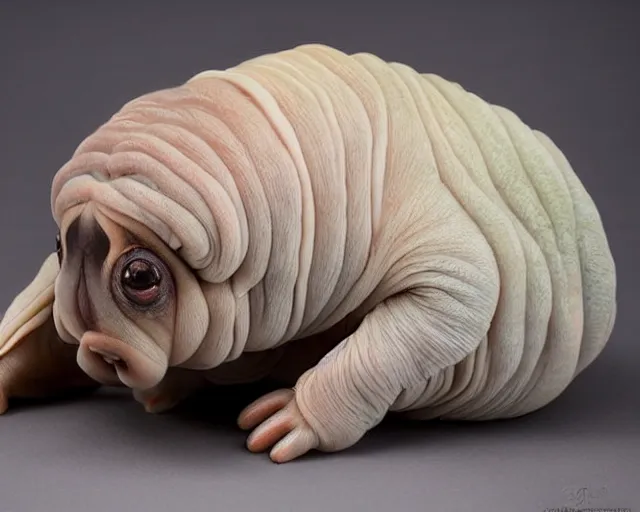 Image similar to siamese tardigrade, tardigrade with cream colored body and dark points on face and paws, pet tardigrade, award - winning pet photography, dramatic lighting, ultra detailed