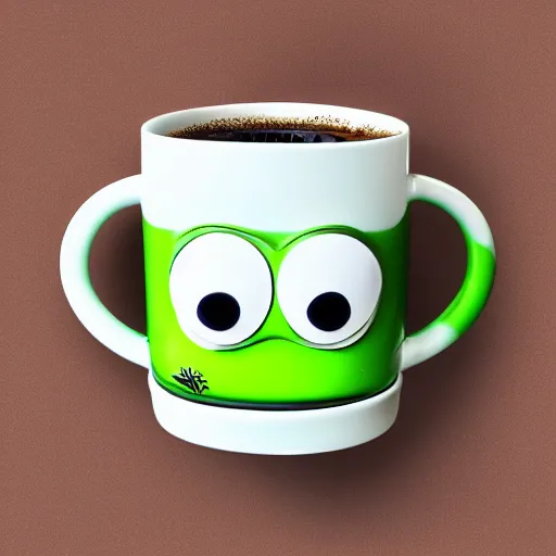 Prompt: pepe the frog drinking cup coffee. gm background. nice day.