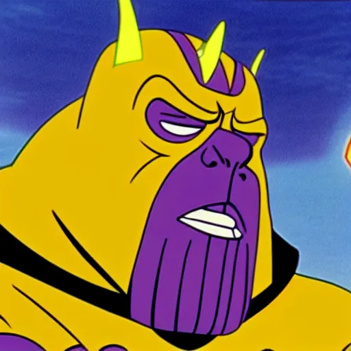 Prompt: film still of thanos in scooby - doo ( 1 9 6 9 )