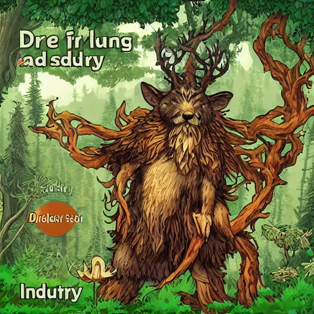 Prompt: druid protecting the forest from industry