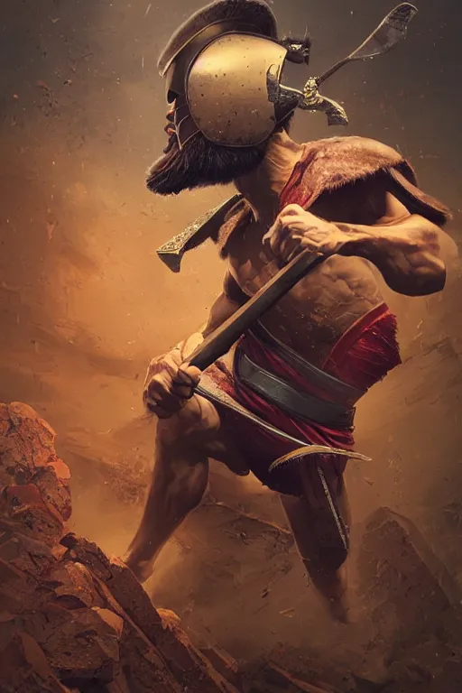 Prompt: Artwork by Filip Hodas of the Legendary Gladiator Of Deeds.