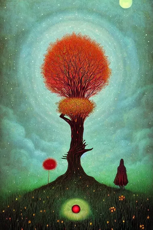 Image similar to surreal neil gaiman's Death, nostalgia for a fairytale, magic realism, flowerpunk, mysterious, vivid colors, by andy kehoe, amanda clarke