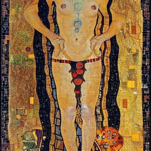 Image similar to beautiful roman mosaic of shiva, the protector by gustave klimt, 1 0 0 ad