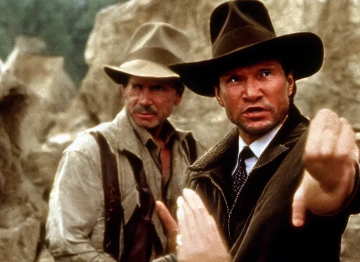 Image similar to film still, vladimir putin in the movie indiana jones