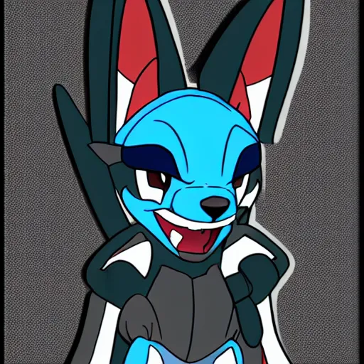 Image similar to Lucario from Pokemon, cartoon shading, sharp focus, trending on furaffinity