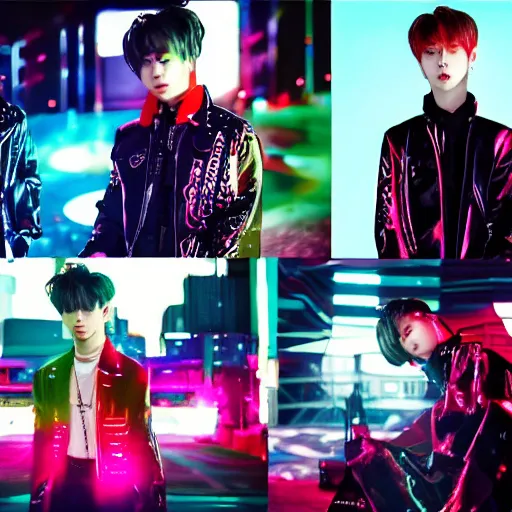 Image similar to nct 1 2 7 has a new music video with the cyberpunk concept, still imagery, high - res, 4 k,