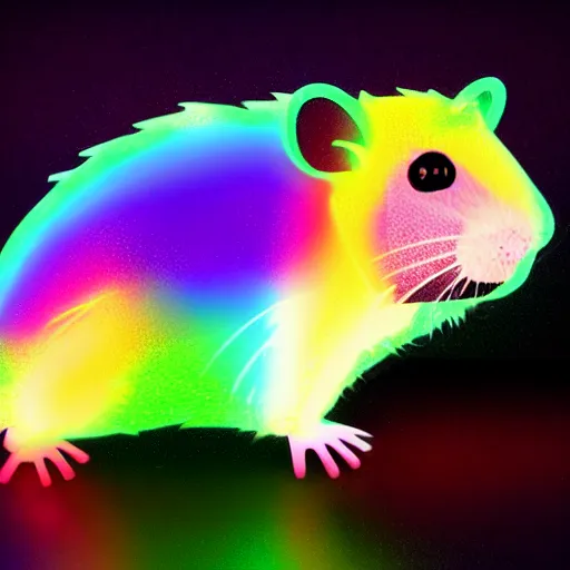 Image similar to cyberpunk rainbow hamster made of glowing neon lights, 8 k, hd