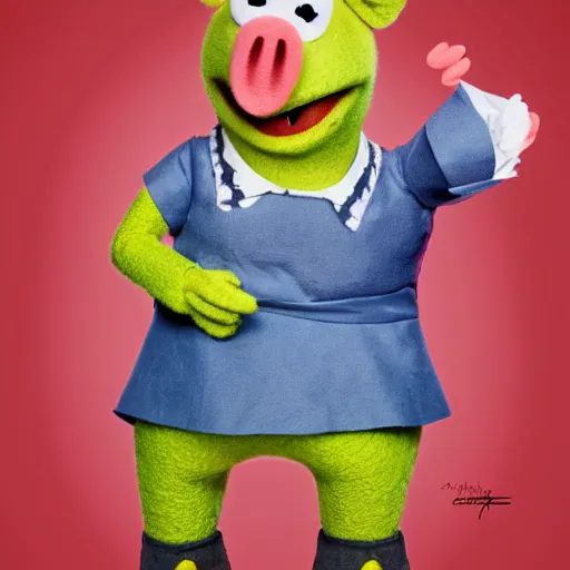 Prompt: of a full body portrait of mrs piggy from the muppets