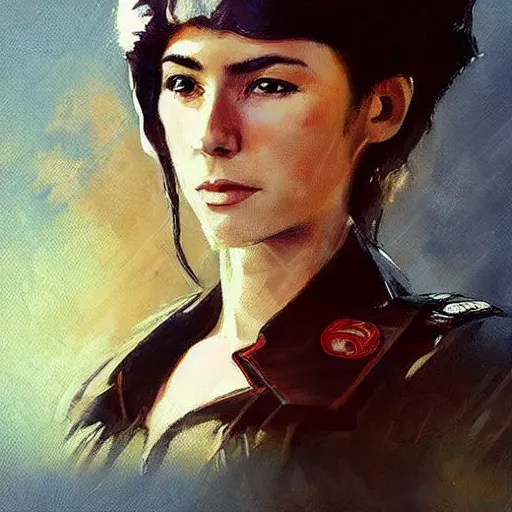 Image similar to portrait young soviet revolutionary leader nadezhda konstantinovna krupskaya, colourised, face portrait, epic, tragic, military art, fantasy, dieselpunk, hd shot, digital portrait, beautiful, artstation, comic style, by artgerm, guy denning, jakub rozalski, magali villeneuve and charlie bowater