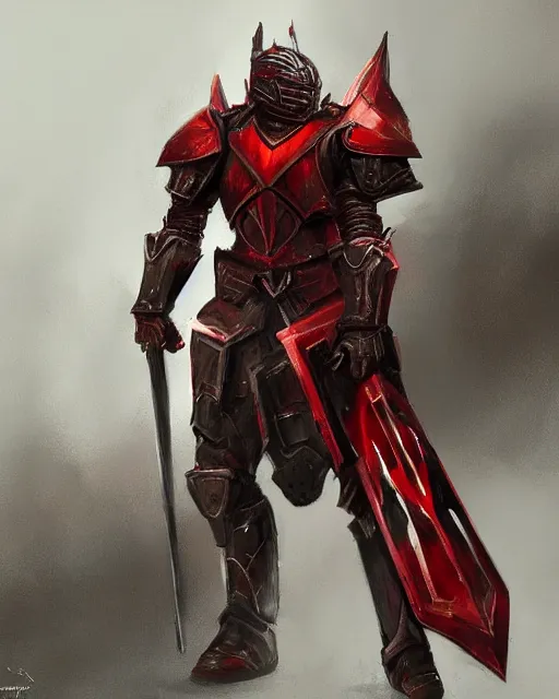 Image similar to knight armored in red, fantasy art, trending on artstation