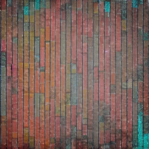 Image similar to large squares of different colors, rust texture, detailed, part of the photo is missing