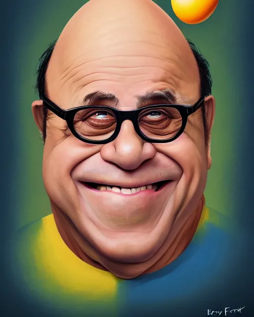 Image similar to painting portrait of danny devito as an egg, cartoon, warm lighting, danny devito has an egg body, movie poster, illustration by bartek fedyczak, erak note, tooth wu, neil richards, kan liu, siwoo kim, jisu choe, trending on art station