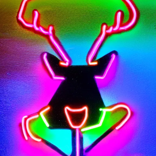 Image similar to Reindeer made out of shadows, neon, rainbow, fursona, furry,