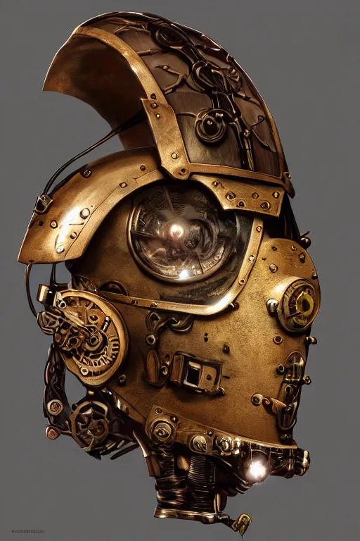 Image similar to steampunk helmet fantasy art mask robot ninja stylized digital illustration sharp focus, elegant intricate digital painting artstation concept art global illumination ray tracing advanced technology chaykin howard and campionpascale and cooke darwyn and davis jack