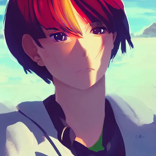 Image similar to portrait of The Rock, farm field background, rich vivid colors, ambient lighting, dynamic lighting, 4k, HQ, official media, anime key visual, makoto shinkai, ilya kuvshinov, lois van baarle, rossdraws, detailed, trending on artstation