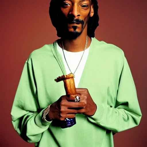 Prompt: Snoop Dogg holding a huge blunt for a 1990s sitcom tv show, Studio Photograph, portrait, C 12.0