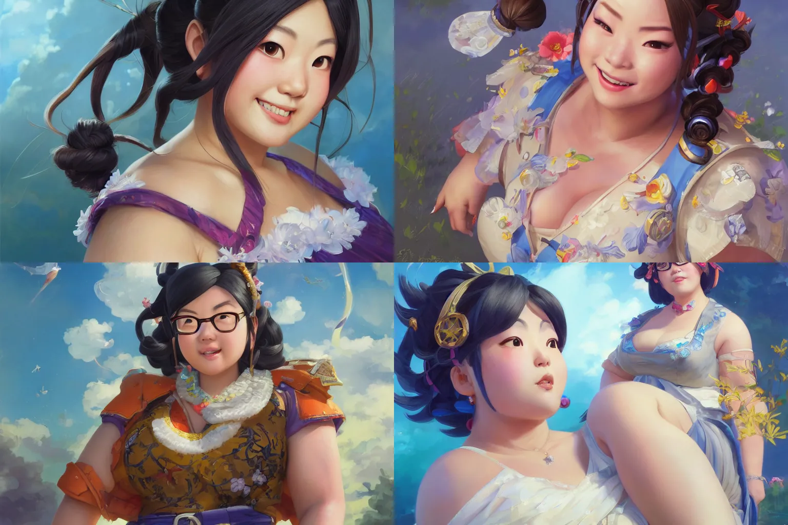 Prompt: a highly detailed beautiful portrait of mei from overwatch wearing a summer dress, with a happy expression, chubby, highly detailed, 2d game fanart behance hd by donato giancola, by RHADS, frank frazetta and jeff easley, pino daeni, rossdraws global illumination, cinematic , hyper-reslistic, depth of field, coherent, high definition, 8k resolution octane renderer, artstation