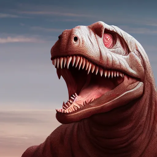 Prompt: matte painting of close up t - rex head in style of raph herrera, 4 k, detailed