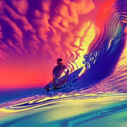 Image similar to psychedelic surfing, octane render, 8k, ultra detailed