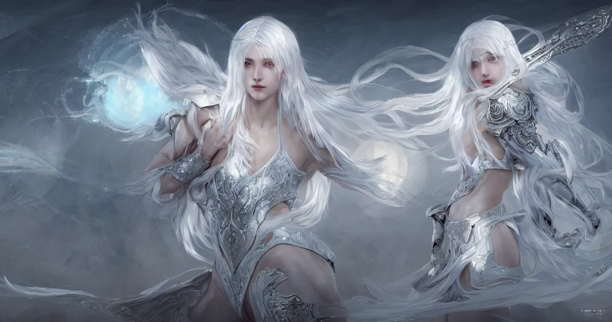 Prompt: white hair knight of zodiac girl, sliver ice color reflected armor, taekwondo dance in ruined agora of athens sunrise, ssci - fi and fantasy, intricate and very very beautiful and elegant, highly detailed, digital painting, artstation, concept art, smooth and sharp focus, illustration, art by tian zi and wlop and alphonse mucha