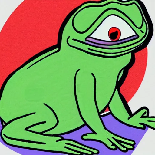 Image similar to pepe the frog under heatwave, drawn by Matt Furie