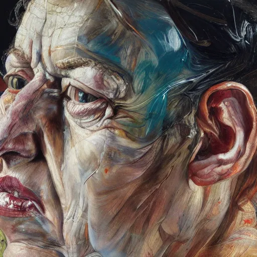 Image similar to high quality high detail painting by lucian freud and jenny saville, hd, loose, turquoise