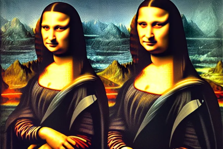 Prompt: Darth vader as mona lisa