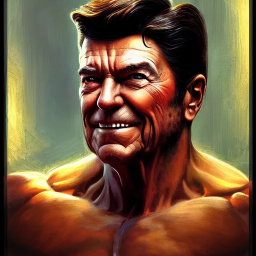 Image similar to a portrait of ronald reagan as wolverine, fantasy, intricate, elegant, digital painting, trending on artstation, concept art, sharp focus, illustration by Gaston Bussiere and artgerm, 4k.