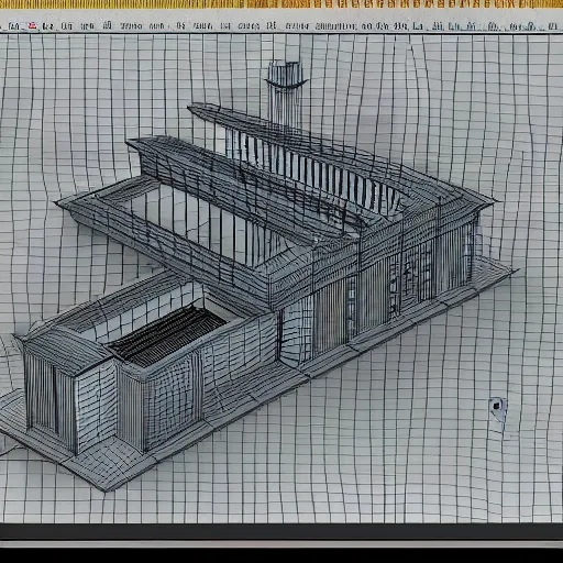 Prompt: 3 d sketch of a plan for building a transformer