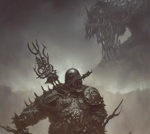 Prompt: warrior, beksinski, warhammer fantasy art, age of sigma art, ruan jia, dark soul armor concept