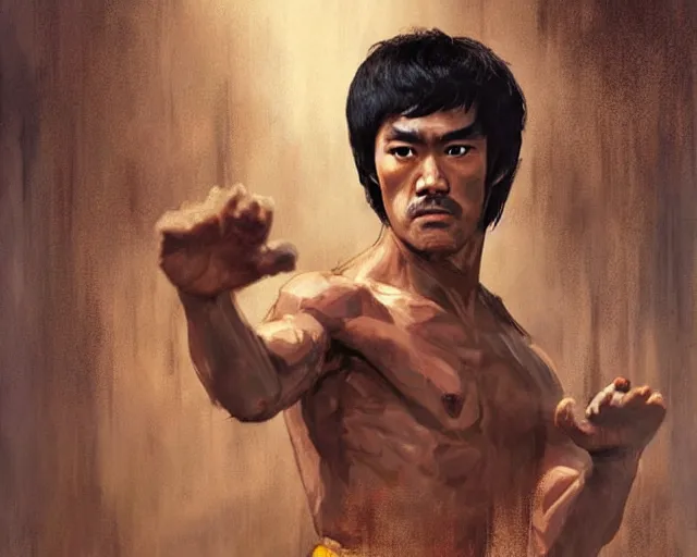 Image similar to a portrait of bruce lee in the style of renaissance tuscany, art by greg rutkowski and artgerma, stunning! concept art, character design