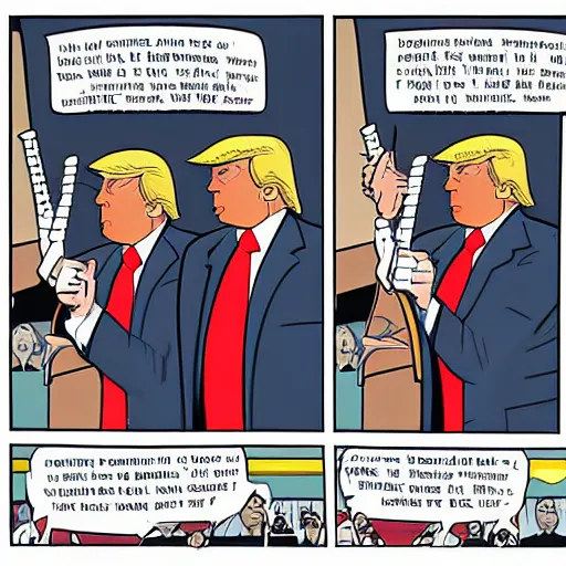 Image similar to donald trump eating nuclear missiles, by chris ware