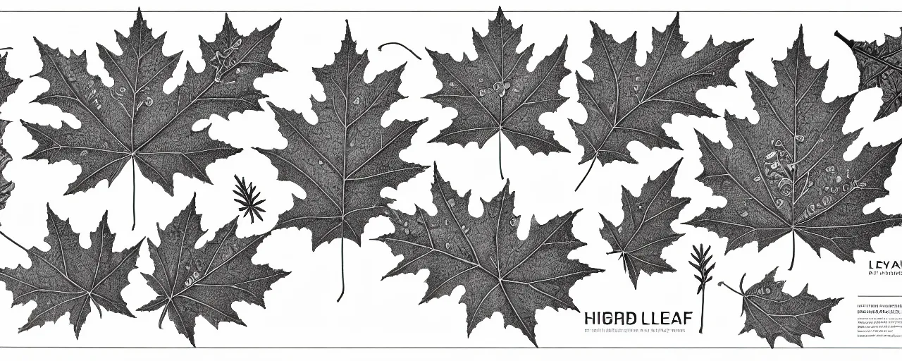 Image similar to a full page schematic diagram illustration of an hybrid between oak leaf and wine leaf, ultra detailed, 4 k, intricate, encyclopedia illustration, fine inking lines