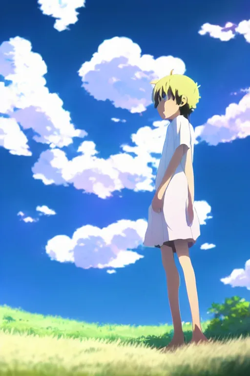 Image similar to a giant!!!! popsicle, with clouds INSIDE THE POPSICLE, blue sky, low angle, cinematic, makoto shinkai