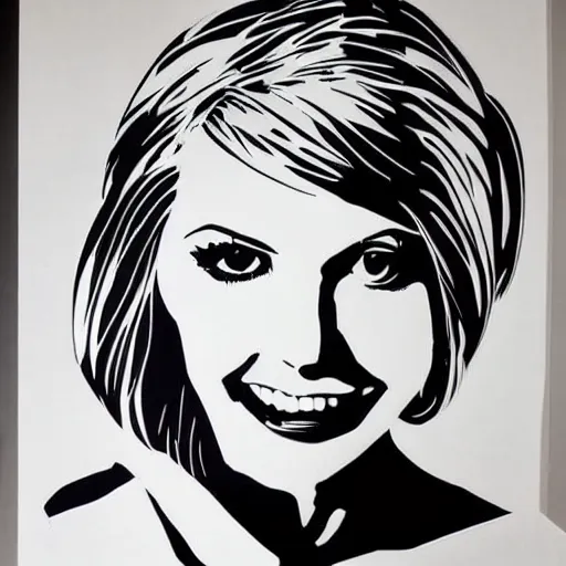 Image similar to a stylized cut paper portrait of olivia newton - john