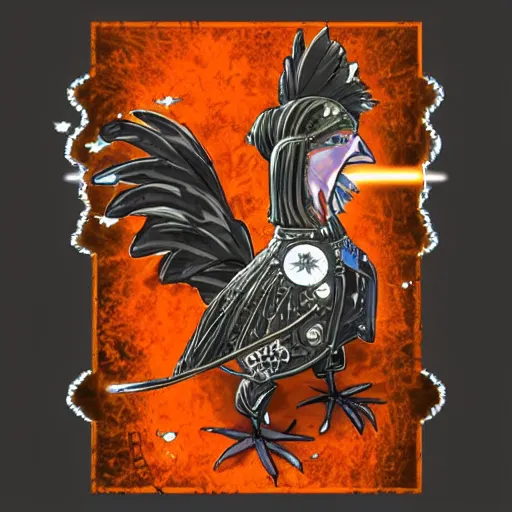 Image similar to anime steam punk chicken with laser beams