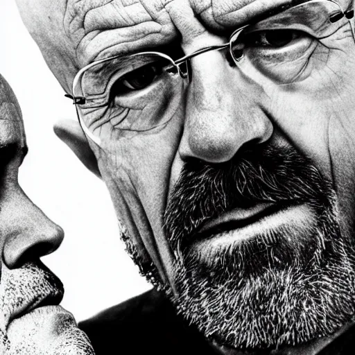 Image similar to mike ehrmantraut kissing walter white, face close up