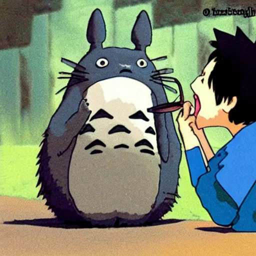 Prompt: totoro drinking argentine mate