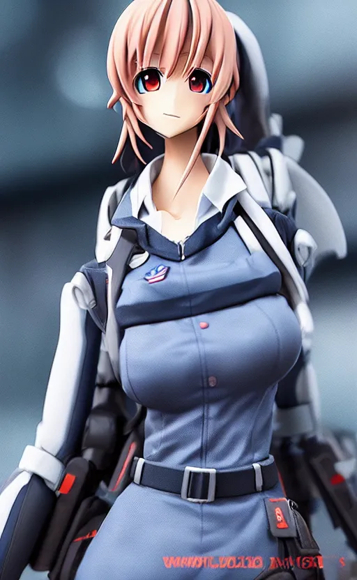 Image similar to Anime girl figure in pilot uniform, unreal engine, highly detailed.
