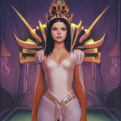 Image similar to Portrait of Princess Garnet from Final Fantasy IX, clayscence art, pitch black room, extremely detailed, oil on canvas, low-key neon lighting, realist, artstation, Blade Runner 2049, Roger Deakin’s cinematography, by J. C. Leyendecker and Peter Paul Rubens and Stephen Bauman,