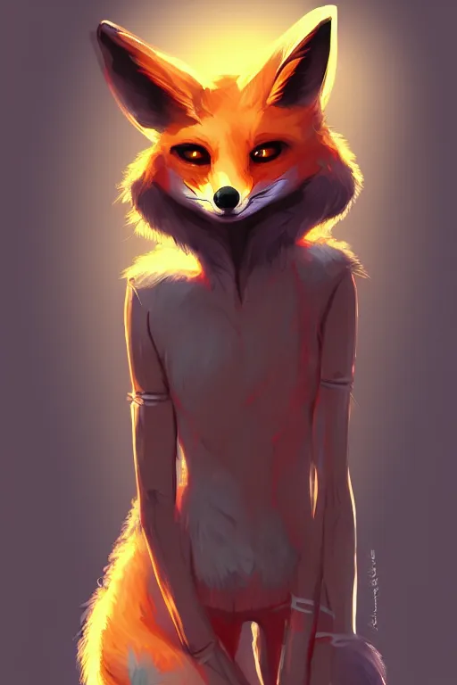 Image similar to a fox fursona, trending on artstation, by kawacy, furry art, digital art, cyberpunk, high quality, backlighting