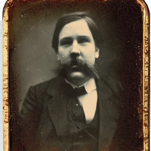 Image similar to tintype photo of bill hicks smoking, 1 8 8 0 s